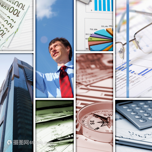 財(cái)務(wù)商業(yè)圖表的拼貼